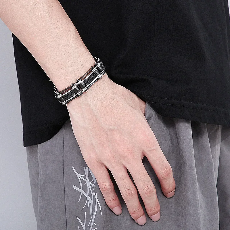 Retro Stainless Steel Bicycle Chain Bracelet For Men Punk Wristband Stylish Casual Bangle Gift for Boys