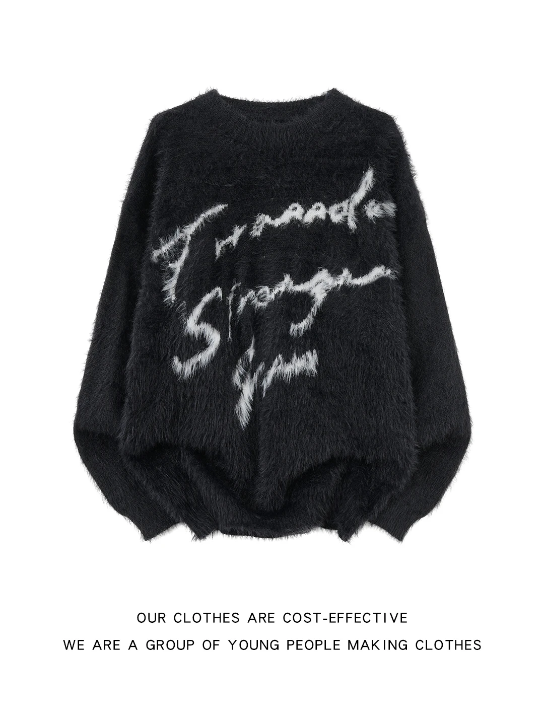 

Soft Faux Fur round Ne Knitted Sweater ex Retro Sle Heavyweight Lazy Faion Autumn Trendy Top for Men And Women