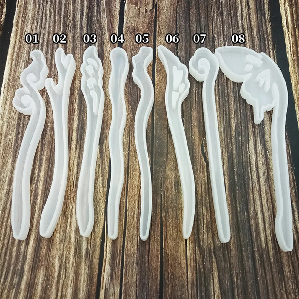 

8 Pcs Hairpin Mold Epoxy Molds Silicone Glue Jewelry Making Tools Manual Semitransparent DIY