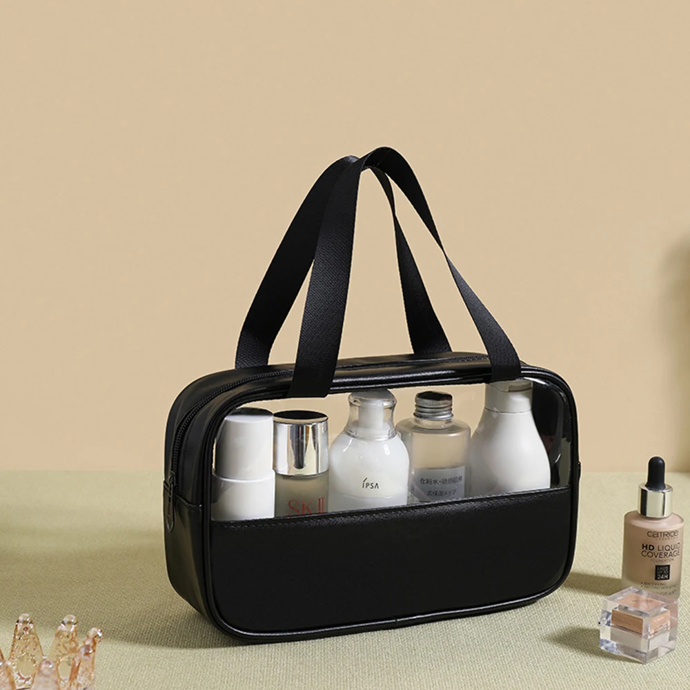 Anpassbare Name Neue TPU Transparent Make-Up Kulturbeutel frauen Große Kapazität Wasserdichte Handheld PU Lagerung Tasche PVC Make-Up Tasche – Detail 8