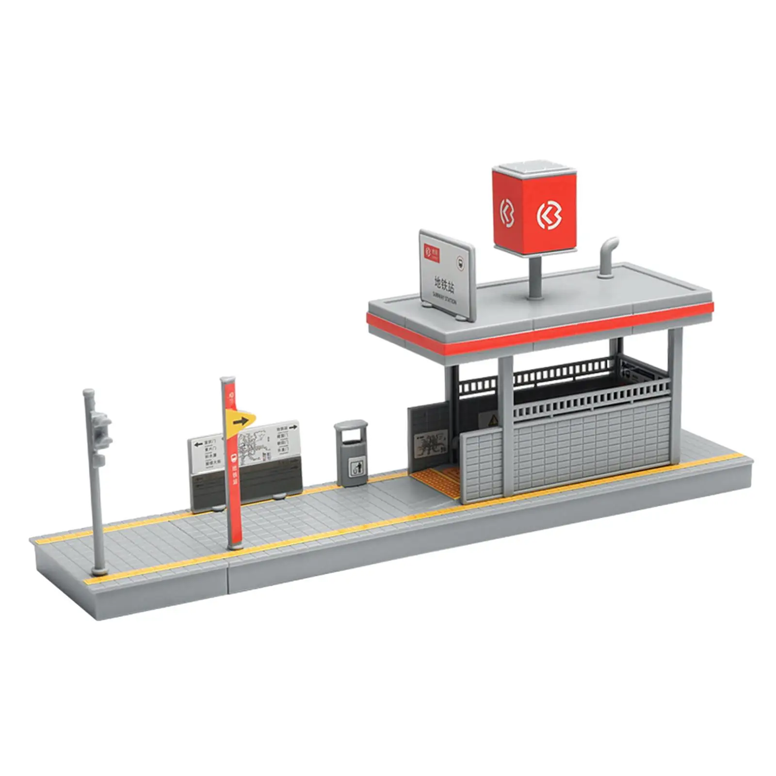 DIY 1/64 Metro Station Model Educational Learning Toy Architecture Scene for Micro Landscape Model Railway Sand Table Layout