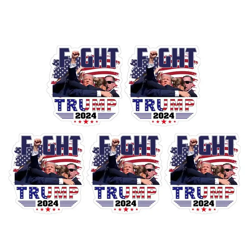 2024 Fight Stickers Fight Like Hell Sticker 5PCS Fight Sticker 2024 Election Sticker Assassination Attempt Laptop Decal Never