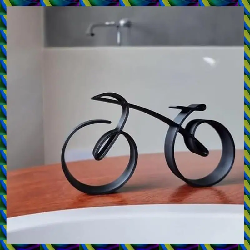 毎日の自転車彫刻ワイヤーフレームスタイル、黒い自転車ラインアート彫刻、自転車アート装飾、自転車愛好家のための女性のための耐久性
