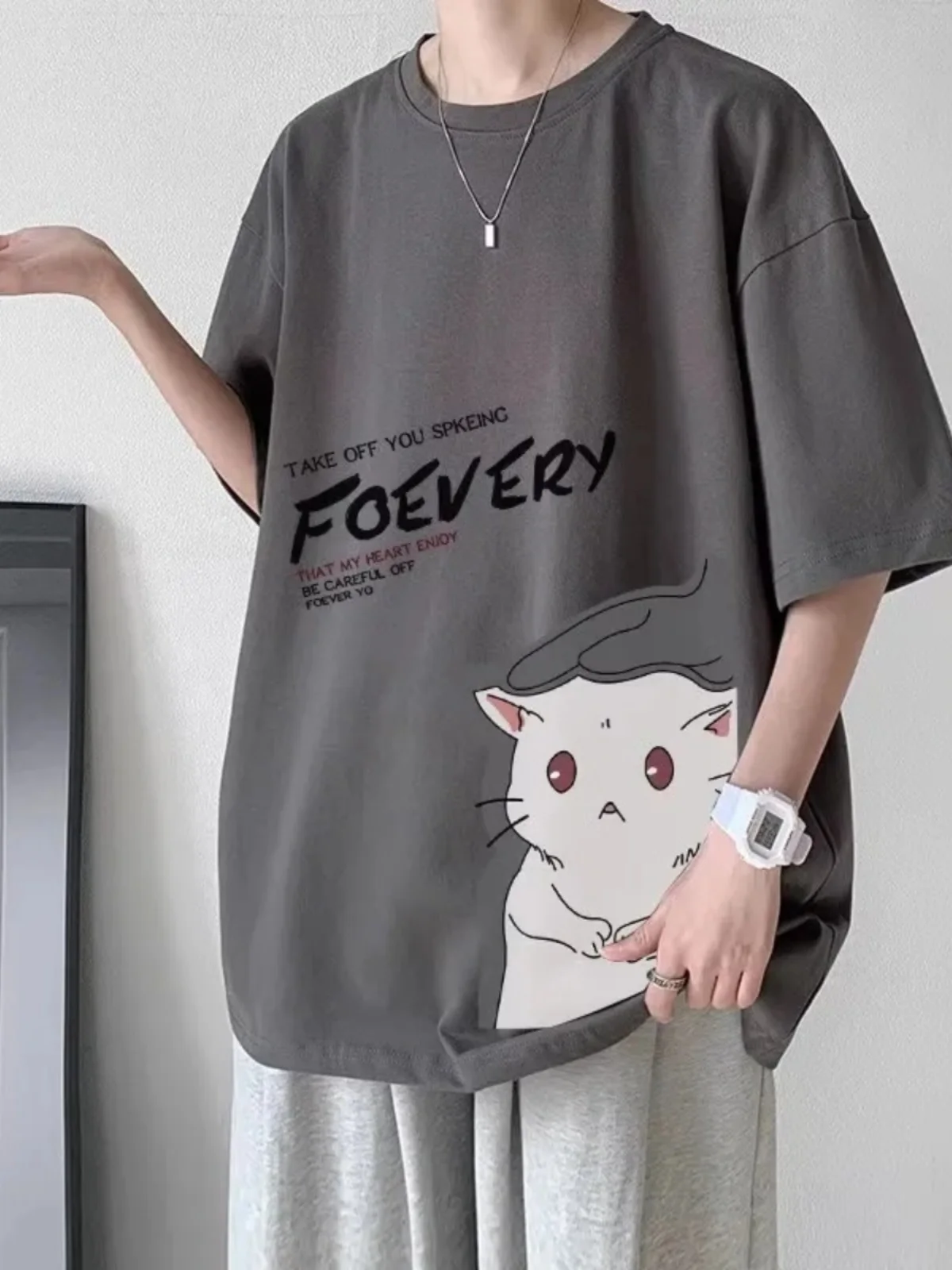 

Мужская футболка оверсайз (300 POU) из новой летней коллекции 2024 года, в стиле Hong Kong Sle, для старшеклассников...