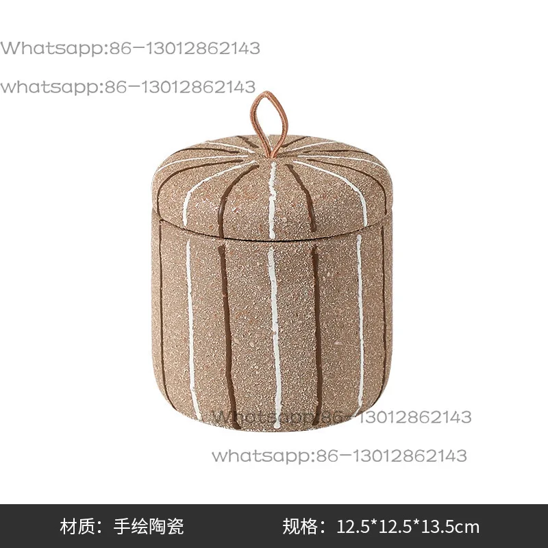 

hand-painted coarse sand ceramic decorative tank B & B exhibition hall side cabinet decorative storage bottle ornament