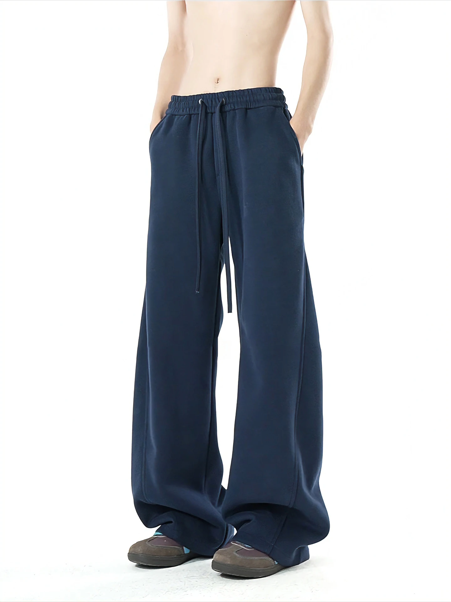 

Мужские повседневные брюки Cleanfit American Style: весенние, свободные, прямого кроя, с широкими штанинами, синие, с низкой посадкой