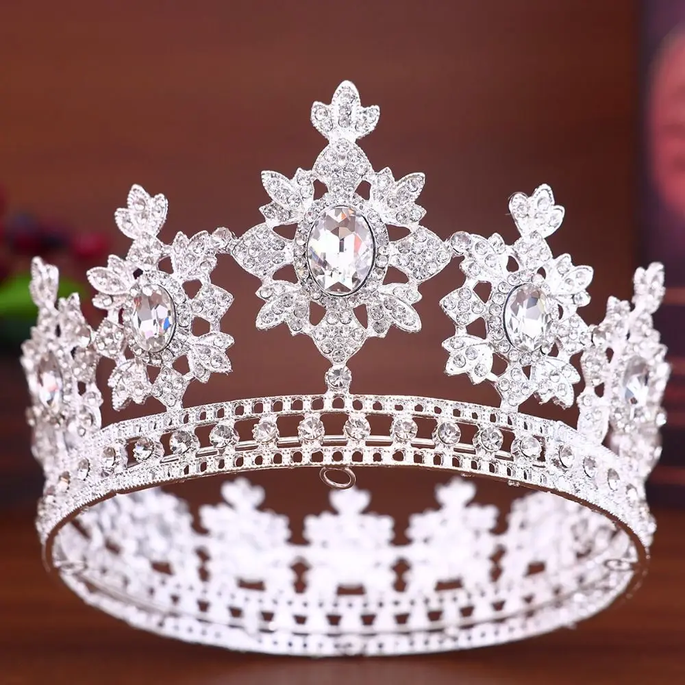 

Luxury Baroque Queen Tiaras Elegant Sparkling Wedding Head Wear Shiny Dazzling Bridal Princess Crown Stage Performances