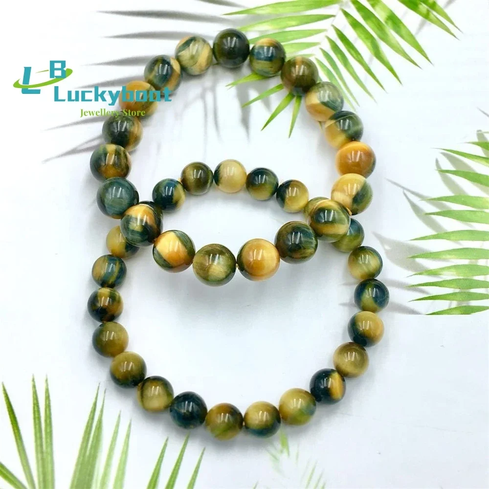 

Натуральный фэнтезийный браслет с камнем тигровый глаз, золотой, синий, для мужчин и женщин, модные ювелирные изделия с кристаллами, подарок