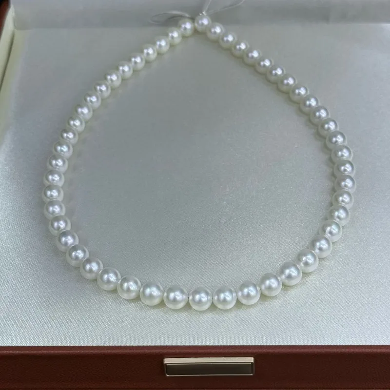 

6-8mm Natural Pearl Akoya Necklace, Nearly Perfectly Round, Slightly Flawed, Small Light Bulb Bead Manufacturer Wholesale