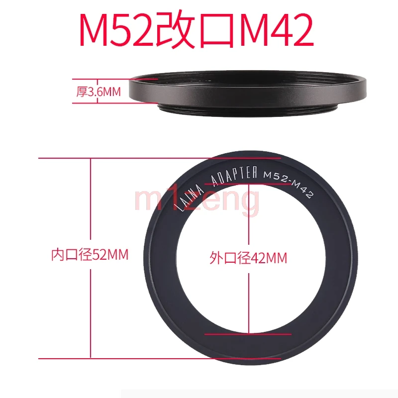 

M52-M42 M52x0.75mm Female lens to M42 x1mm male Thread lens Filter Ring Adapter for camera focusing helicoids