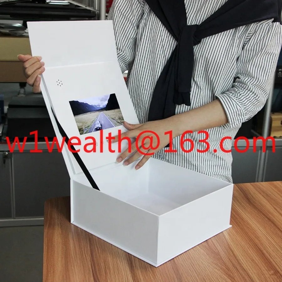 Custom Hand Made White Cardboard Paper Box 7 Inch Lcd Display Video Gift Box for Birthday Anniversary Promotional Luxury Jewelry