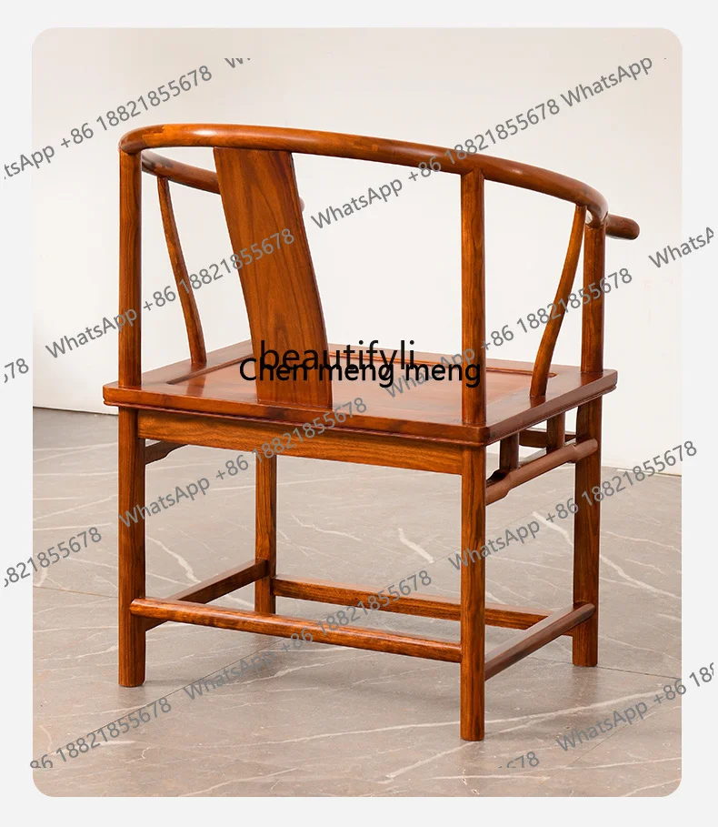 Rosewood Furniture Rosewood round-Backed Armchair Three-Piece Chinese Hedgehog Taishi Offical Hat Chair Solid Wood Chair