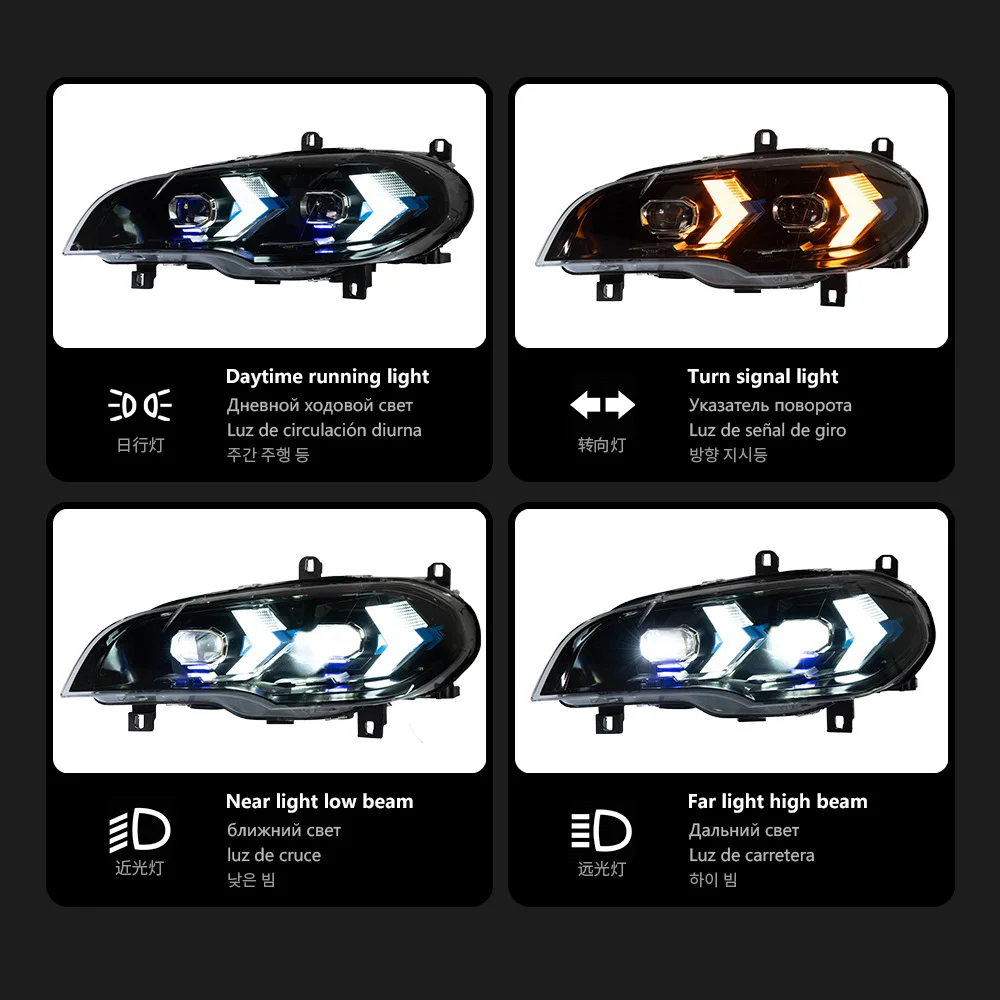 For the 2007-2013 BMW X5 headlight assembly E70 modifying LED  daytime running lights and LED turn signals