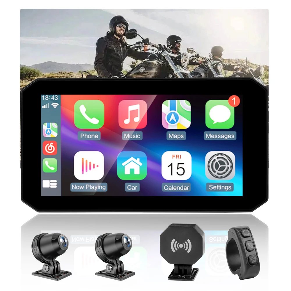 Waterproof Screen Dashcam Camera Moto Touch Display IP67 5.5 Inch Wireless Moto Navigation Android Auto Screen Monitor
