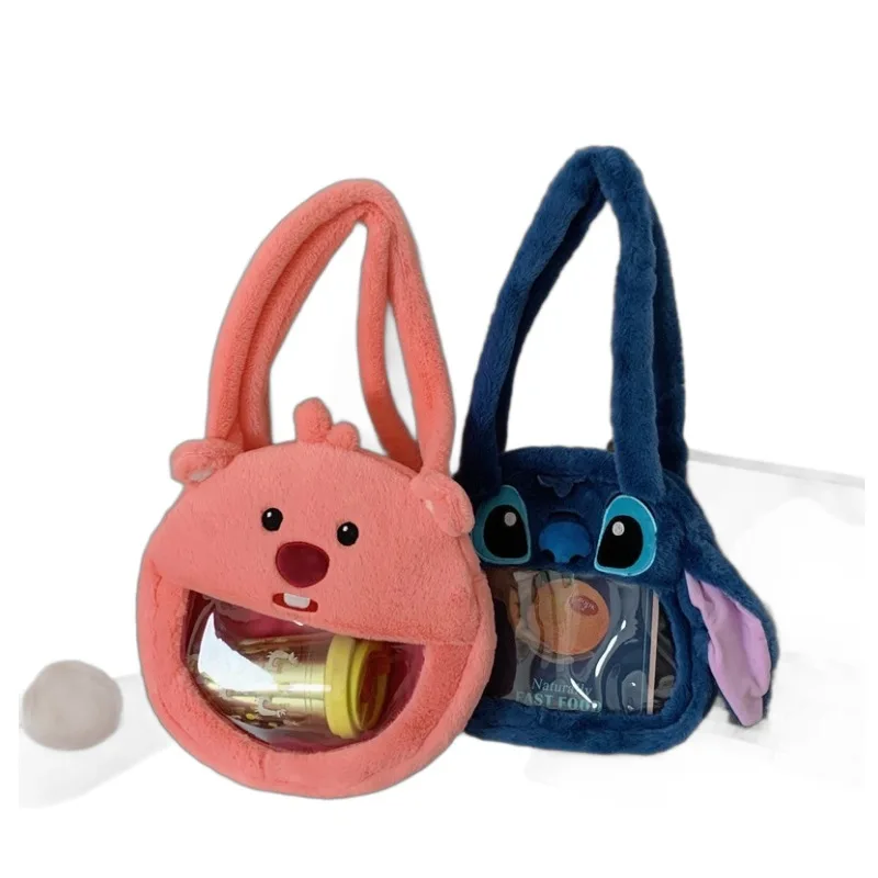 Disney Lilo i Stich pluszowa torba o dużej pojemności prosta, wysokiej jakości moda okrągła lalka z kreskówek przezroczysta torebka typu Jelly Bag