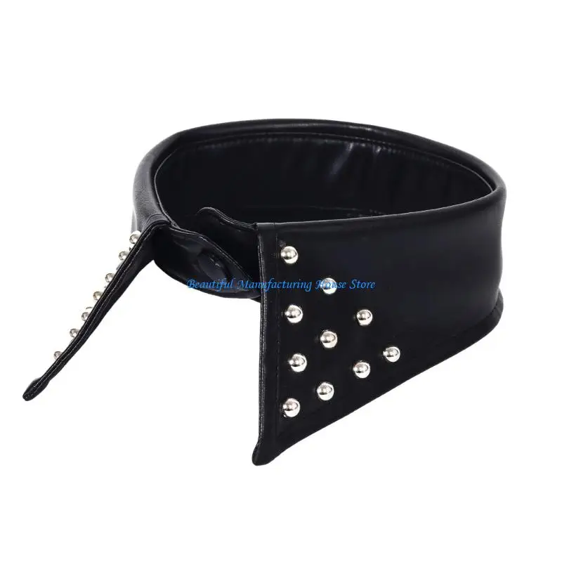 e56a-reinforced-detachable-faux-collar-punk-rock-accessories-synthetic-leather-metal-studded-rivets-choker-neckpiece