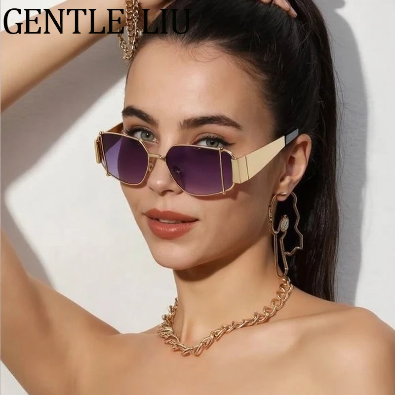

Sexy Y2K Punk Rectangle Sunglasses Women 2025 Luxury Brand Vintage Irregular Metal Small Frame Sun Glasses Outdoor UV400 Eyewear
