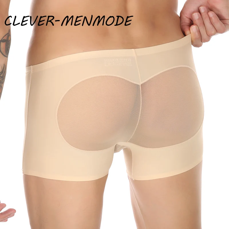 CLEVER-MENMODE Men Ice Silk Ultra Thin Front Empty Mesh Boxer Underpants Men\'s Sexy Porn Low Rise Seamless Lingerie Invisible