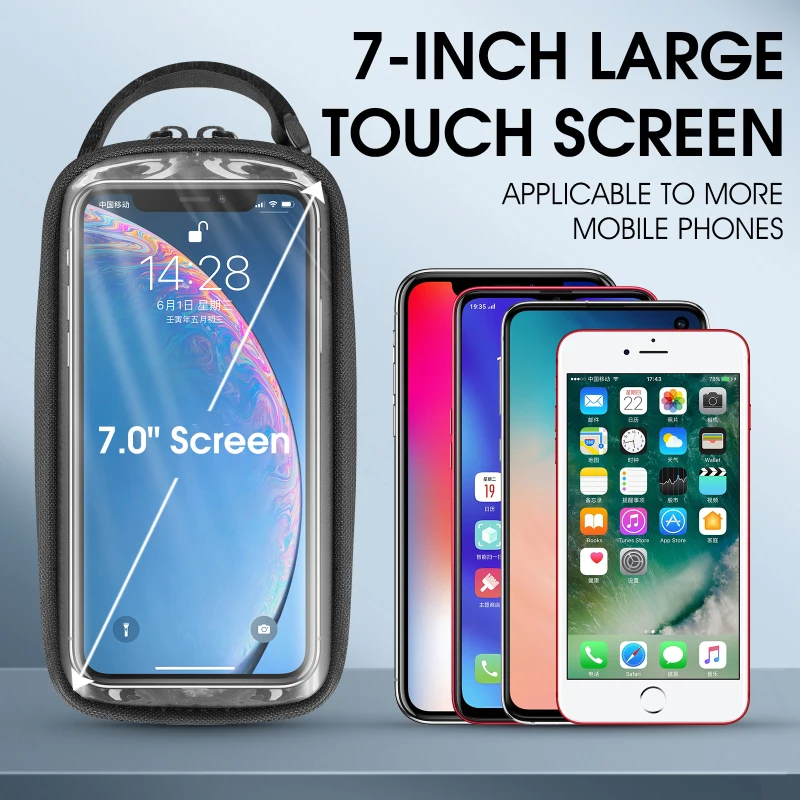 West Biking-自転車トップチューブバッグ,tpuタッチスクリーン,防水,反射型電話バッグ,マウンテンバイクフレーム,7.0インチ