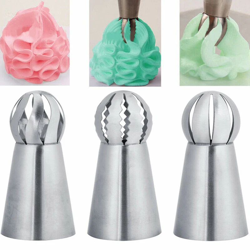 3Pcs Russian Pastry Nozzles For Cream Icing Piping Nozzles Cake Decoration Tips Cake Nozzle Tips Confectionery Baking Tools