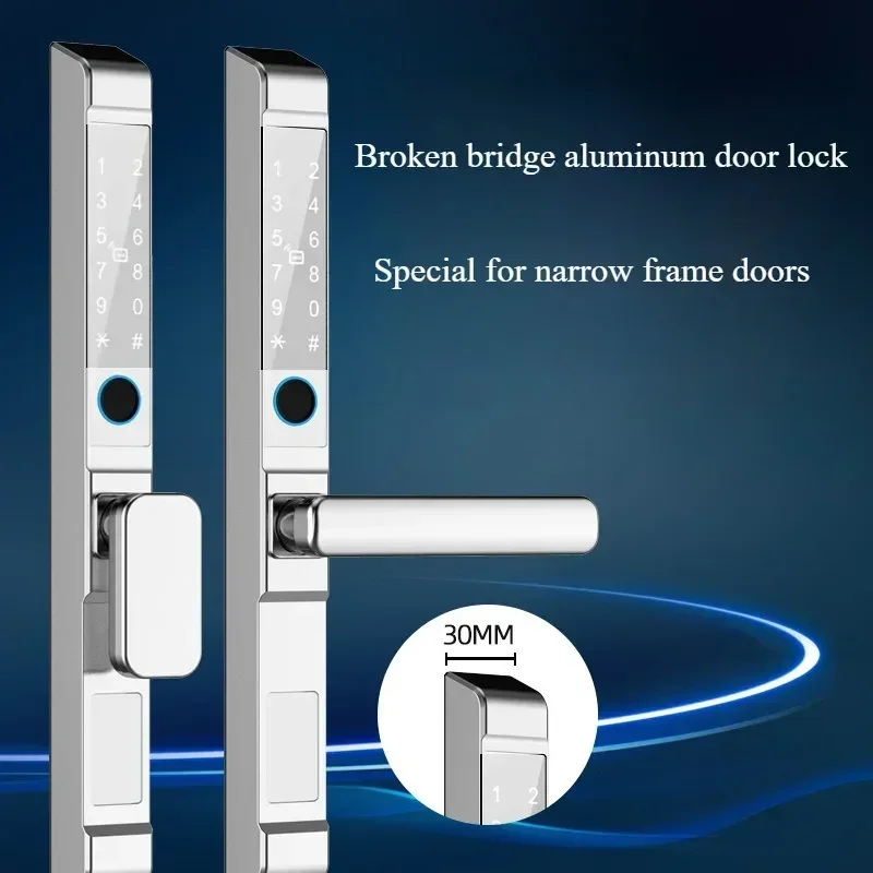 TTLock APP IP65 Waterproof Smart Fingerprint Password RFID Lock For Push Pull Sliding Framed Glass Door