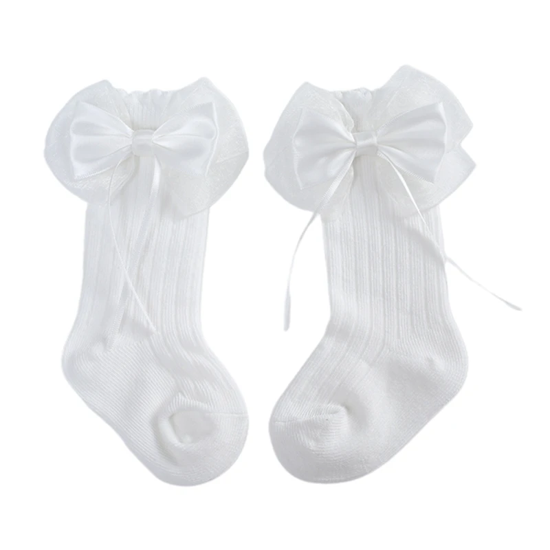 Säugling Baby Mädchen schicke lange Strümpfe Prinzessin einfarbige Quaste große Bowknot Socken Frühling lässig niedlich Overknee-Socken