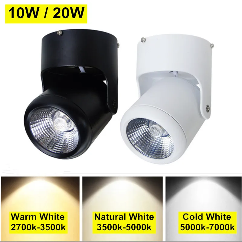 10W 20W Super Bright Spot light 360 Degree Rotation Ceiling Lamp LED Spot Down Light AC85-265V Surface Mounted Led Downlights