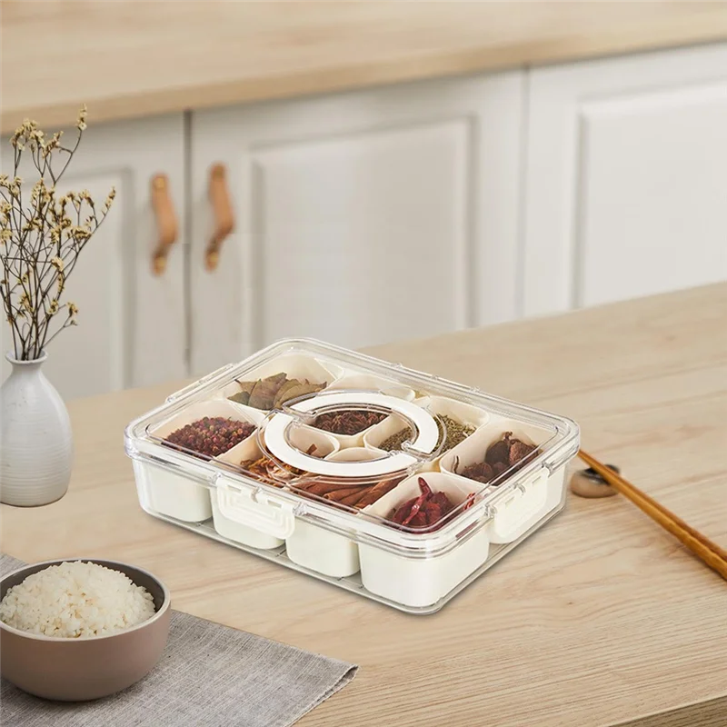 Frascos de condimentos ABCL con bandeja con divisores pequeños, organizador de especias para encimera, contenedor de almacenamiento de cocina para refrigerador