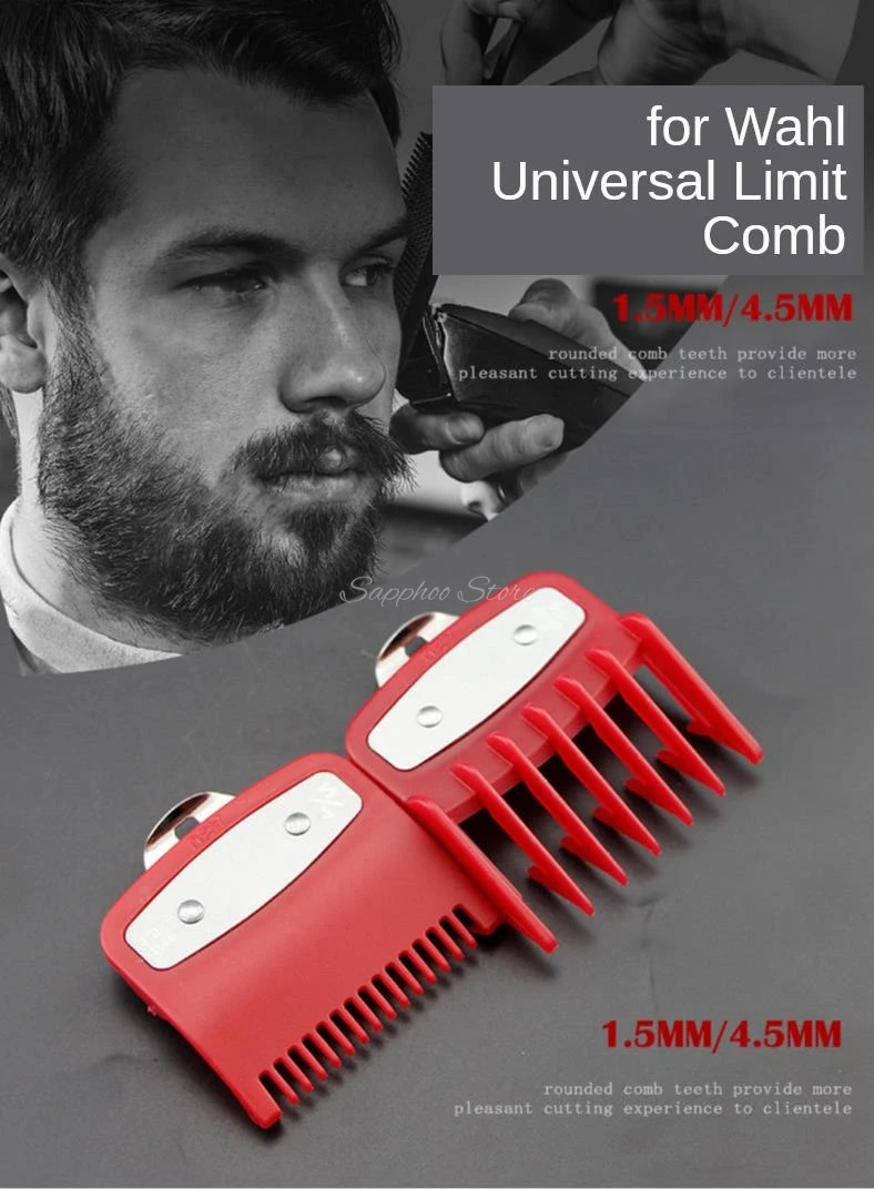 2/3/4 stücke Für Wahl Universal Haar Clipper Grenze Kamm Schwarz Transparent Rot Guide Trimmer Wachen Befestigung 1,5mm 3mm 4,5mm 6mm – Detail 12