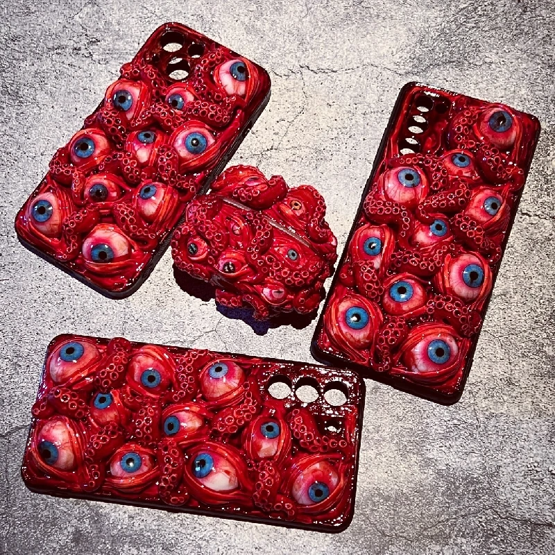 4159 Original 3D Handmade Mobile Phone Case Cthulhu Tentacles Scarlet Eyes Dark Gothic Mobile Phone Case Custom Christmas Gift