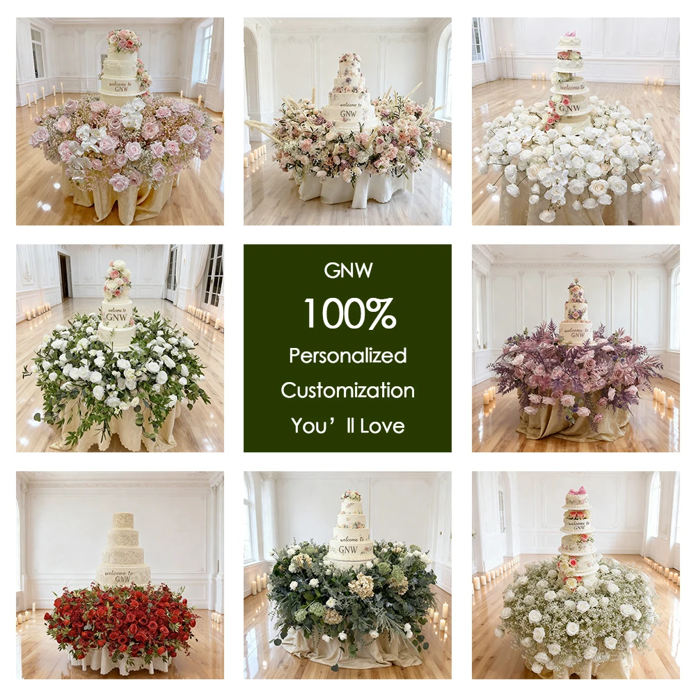 Real Touch Modern Cloth Artificial Flower Cake Floral Decoration for Wedding Custom Design Luxury High End Silk Feel Flowers