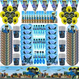 Süper kahraman Yarasa Adam Doğum Günü Partisi Dekorasyon Çocuk Yemek Takımı, tek kullanımlık, Bardak, masa örtüsü, Balon, 3D ve Bebek Duş Malzemeleri Kupanın 6 büyük satışı, batman 3 boyutlu no. 2