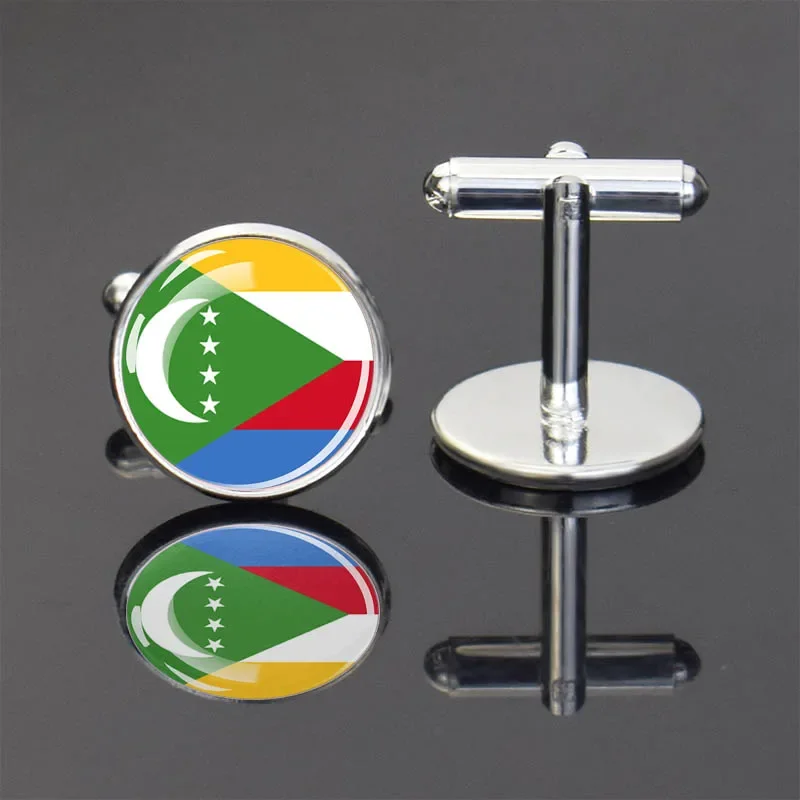 Cambodia Flag Statement Glass Ball Cufflinks Fashion Country Flags Jewelry Colombia Chad Chile Comoros Canada Cufflinks