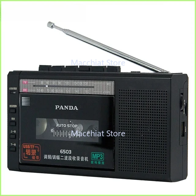 

PANDA 6503 Portable FM/AM Radio Tape Recorder Cassette Player With USB/TF Transcription Built-in Microphone U-Disk TF Card Play