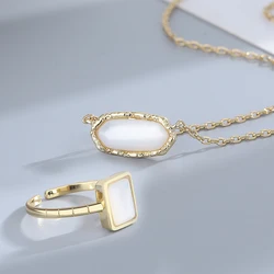 S925 Silver Wedding Ring Women Gold Color Necklace Rings Fine Jewelry Sets 18K Gold Plated Jewelri