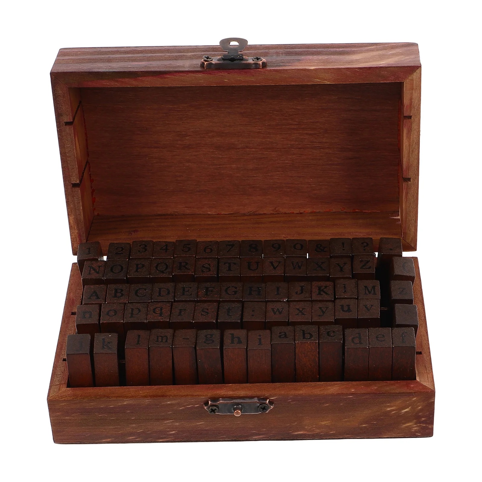 

70Pcs Style Rubber Alphabet Number Set in Wooden Box for Crafts DIY Letters Symbols Alphabet Number Set
