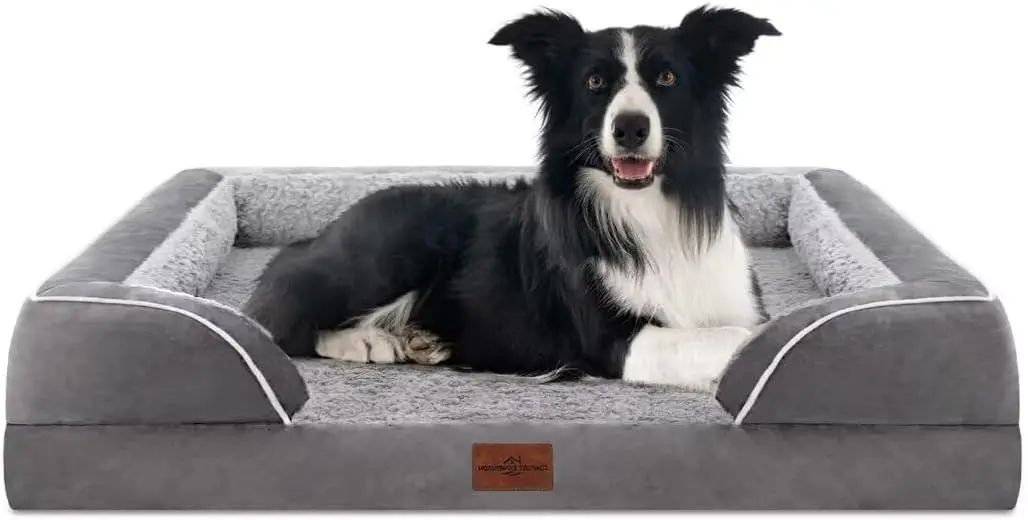 

Orthopedic Dog Bed for Large Dogs, Waterproof Egg Crate Foam with Removable Cover, Non-Slip Bottom, Grey