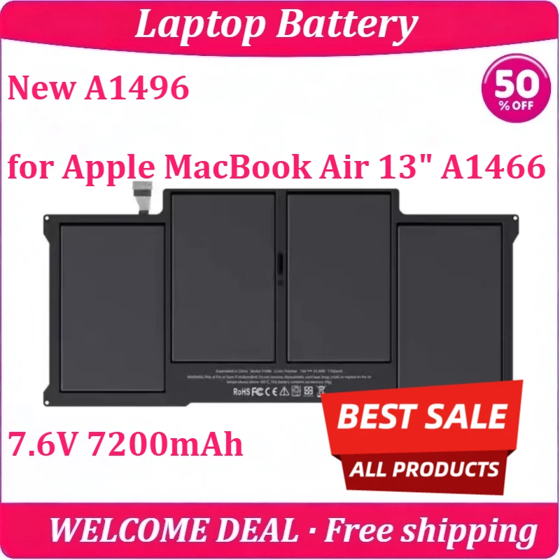 

[New] A1496 for Apple MacBook Air 13" A1466 Laptop Battery 7.6V 7200mAh Replacement High Capacity Long Endurance Lithium Battery