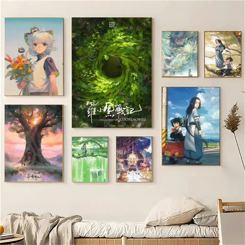 T-The Legend of Luo Xiaohei Cartoon Poster Self-adhesive Decal Living Room Bedroom Party Bar Decor Moisture-proof Fade-resistant