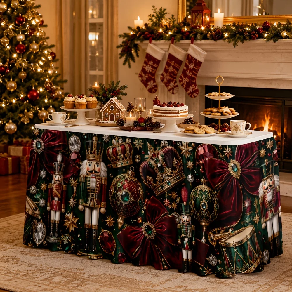 1 tablecloth table skirt, holiday decoration