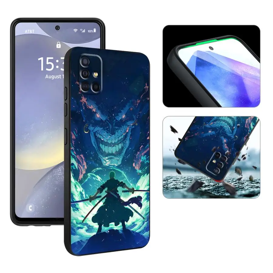 Casing One Piece Keren Luffy Zoro untuk Samsung Galaxy Note S8 9 S9 20 Ultra 10 Plus S10 8 Sampul Ponsel Hitam Lembut