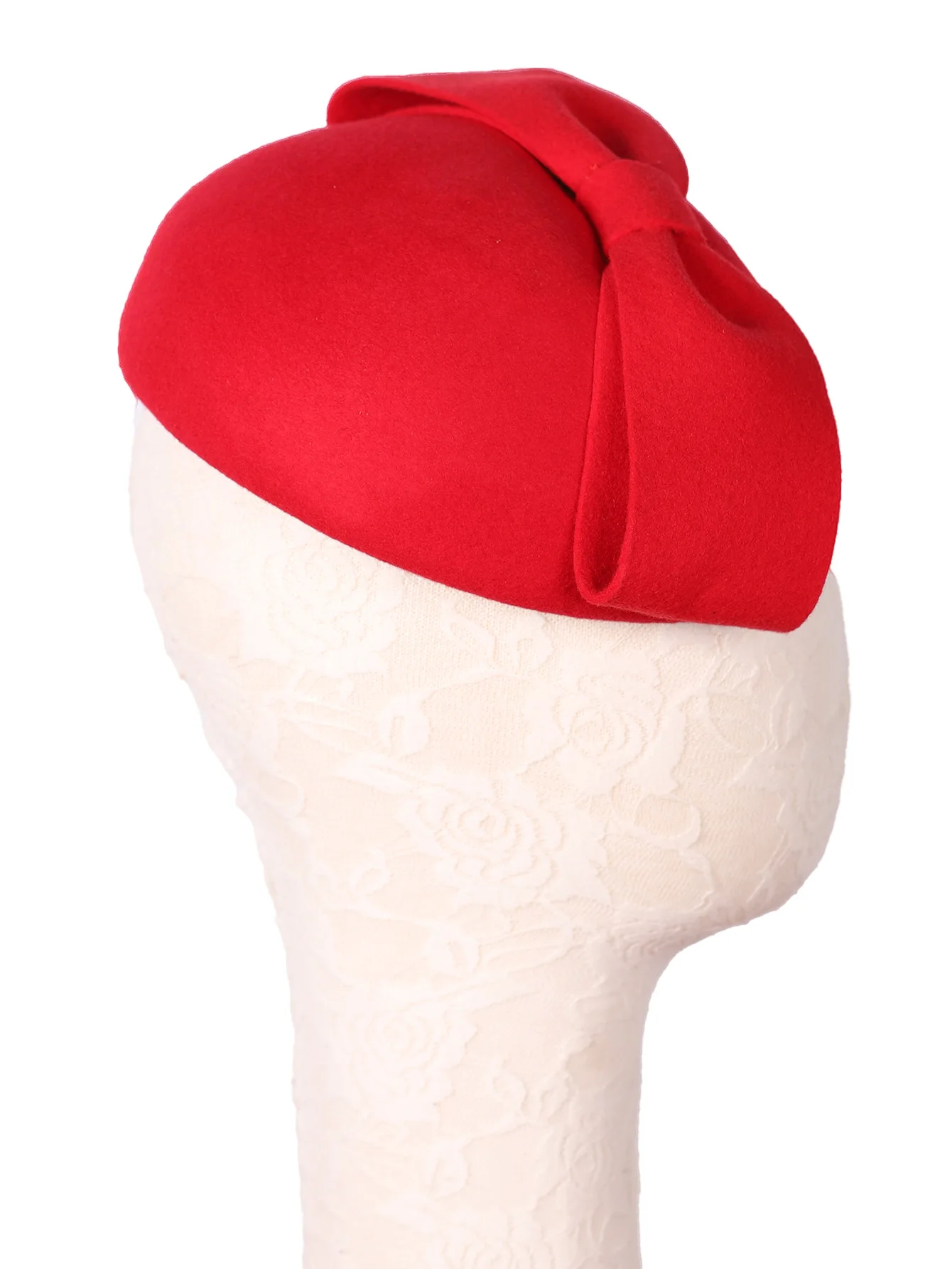FS Wollfilz-Braut-Fascinator- und Derby-Hüte für Damen – Rote/Schwarze elegante Kirche, Kentucky Tea Party Hochzeit Pillbox Cap – Detail 13