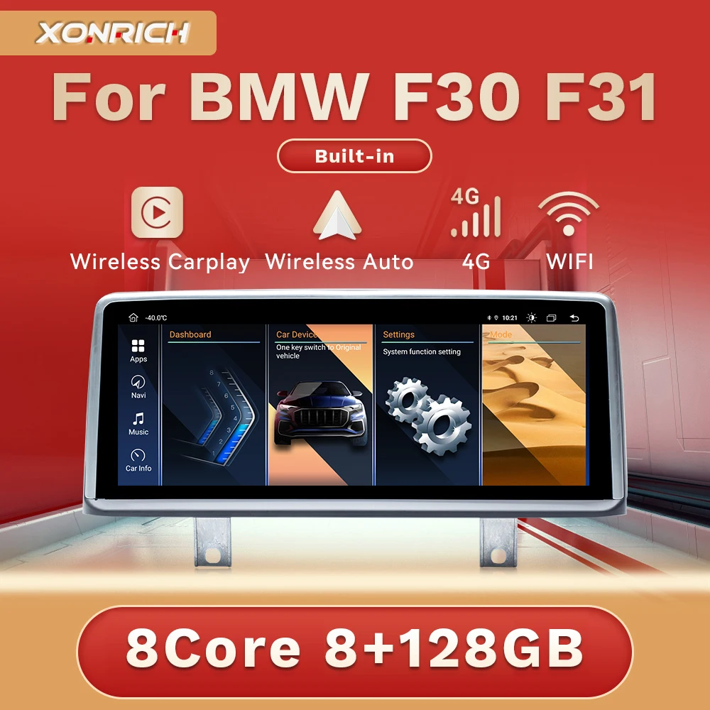 Wireless CarPlay Car Radio Player For BMW Series 3 4 F30 F31 F32 F33 F34 F36 NBT Multimedia Android 14 Auto GPS 4G Wifi Stereo