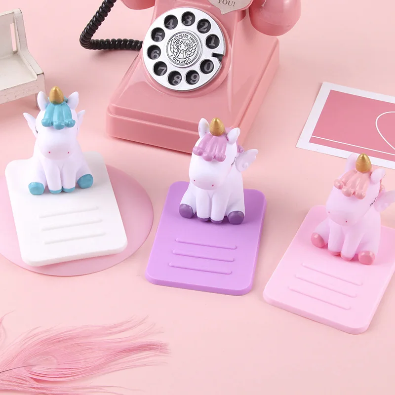 1Pcs Creative Fun Lazy Phone Holders Cute Cartoon Unicorn Non Slip Desktop Bracket Exclusive Liquid Silicone Stands Multi Angle