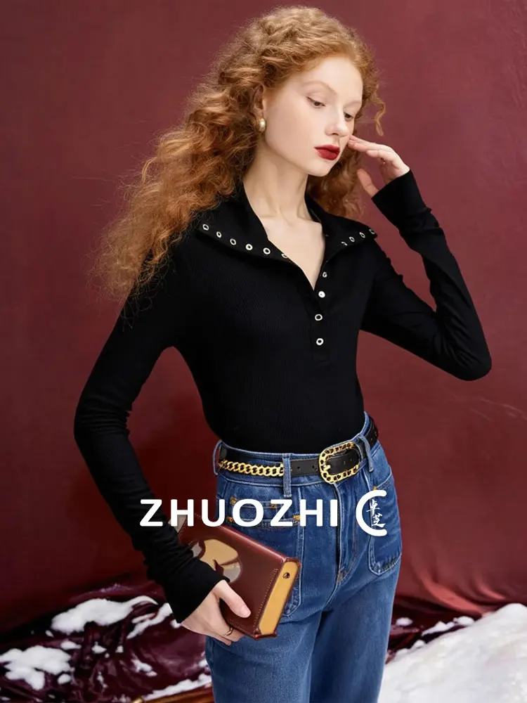 

Zhuo Chi Slim Fit Sexy Bla Вязаный свитер Winter New Sle French Sle Soft Long Sve Женский топ Sexy Spicy Girl Base ...