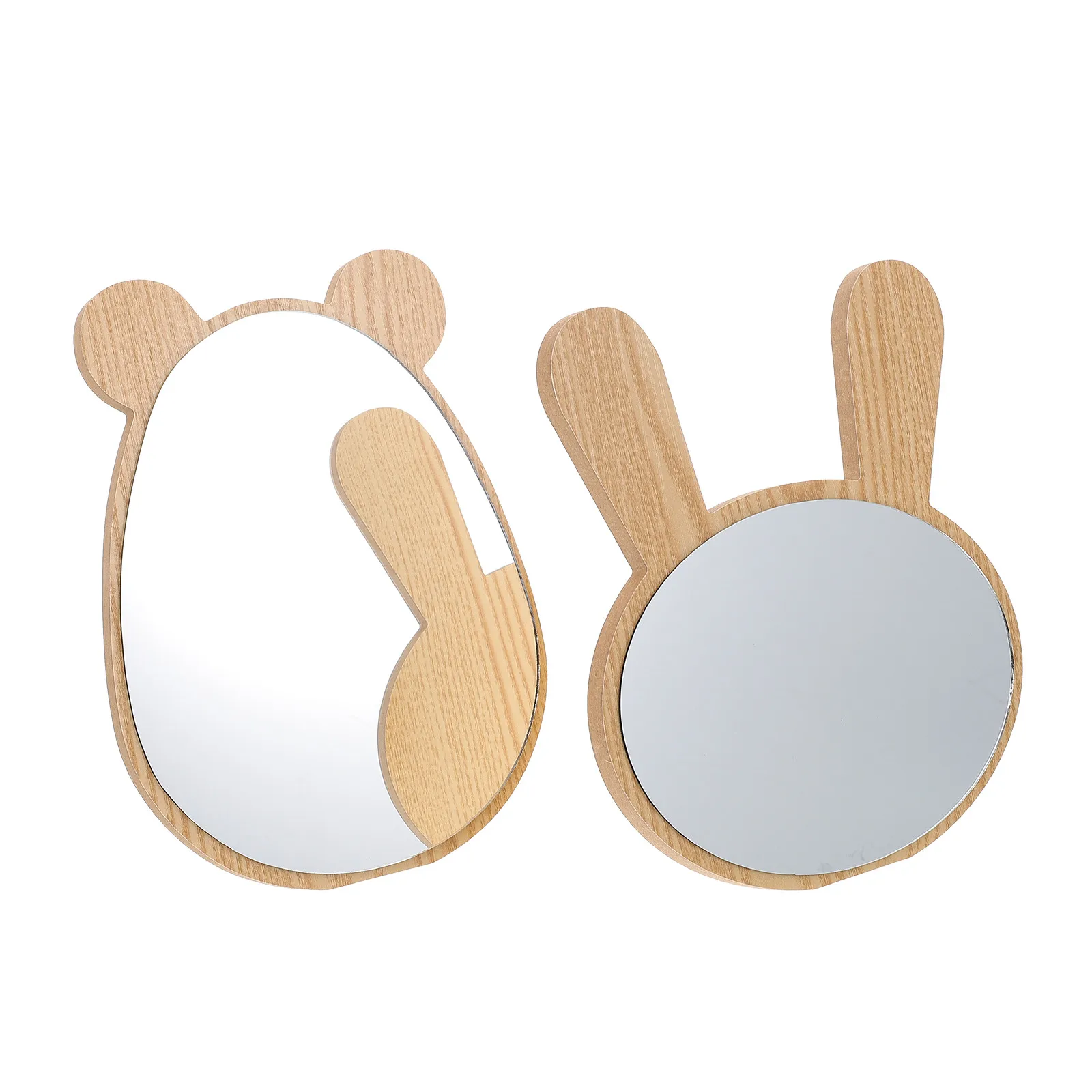 

2 шт. стильных простых настольных зеркал для макияжа с прочной деревянной подставкой, не тускнеющие, для ежедневного использования, подарок, декор для спальни и рабочего стола