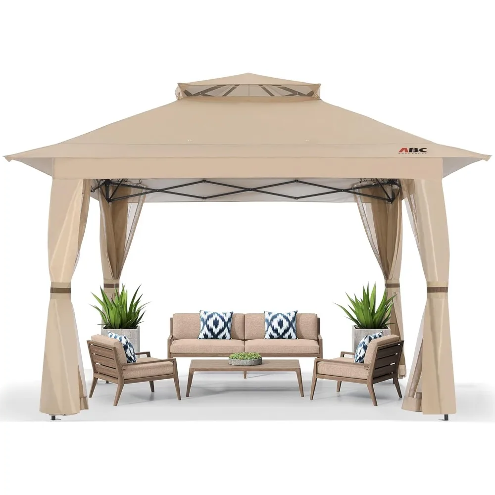

13x13 Pop Up Gazebo, Outdoor Canopy Tent, Instant Screened Shelter with Mosquito Netting for Patio, Garden, Backyard, Party, Ca
