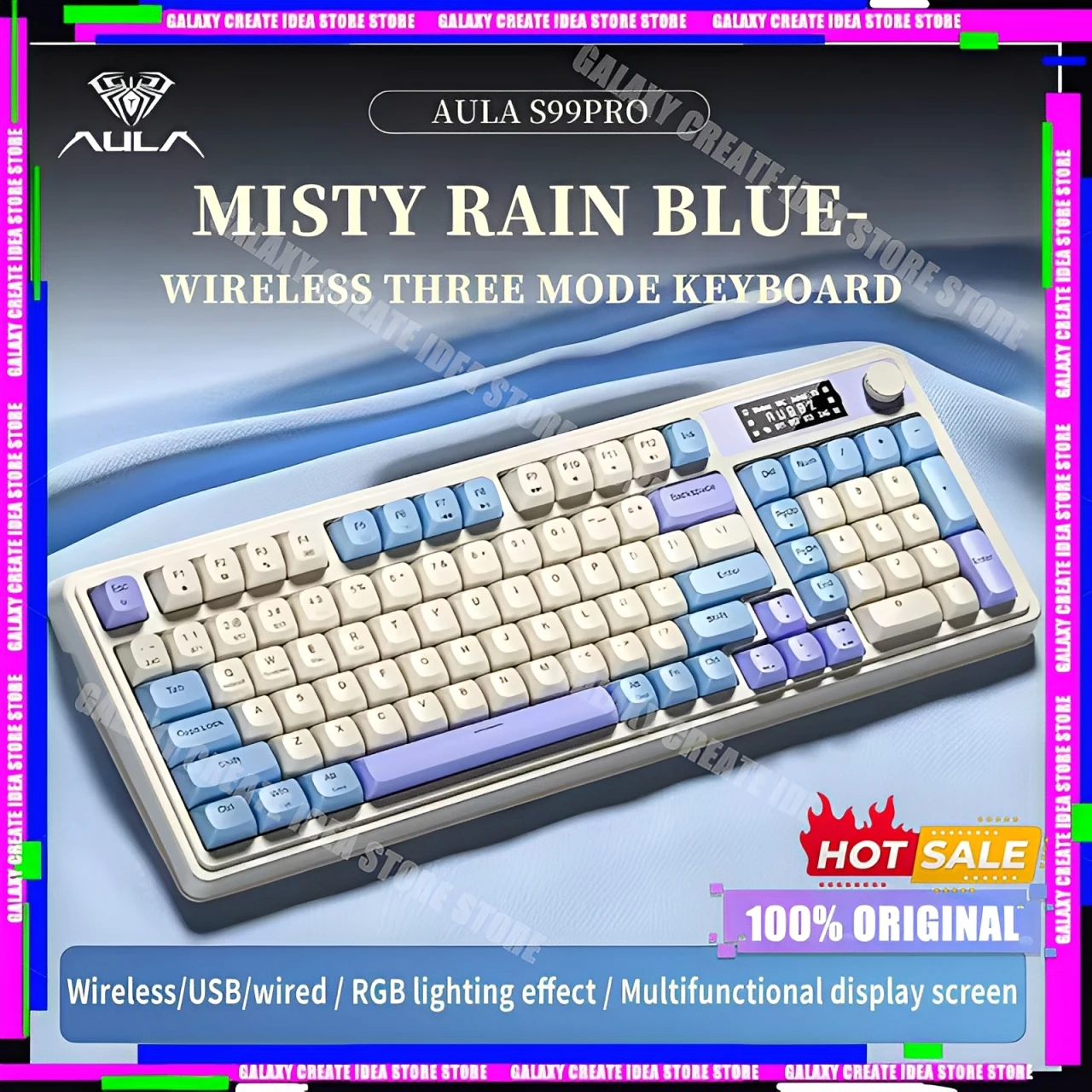 

AULA S99Pro 3-режимная игровая клавиатура, беспроводная многофункциональная ручка, экран дисплея, RGB, индивидуальная клавиатура, аксессуары для киберспорта и геймеров