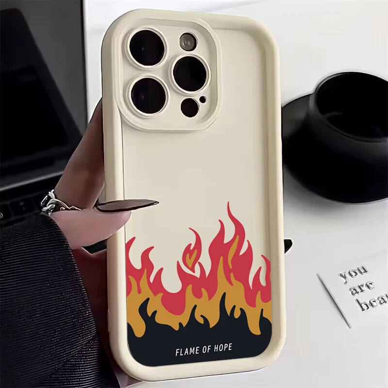 Case For iPhone 15 Cases iPhone 14 Pro Max Cases Red Flame Silicone Phone Case For iPhone 13 12 11 XS Max X XR 7 8 Plus 15 Cover