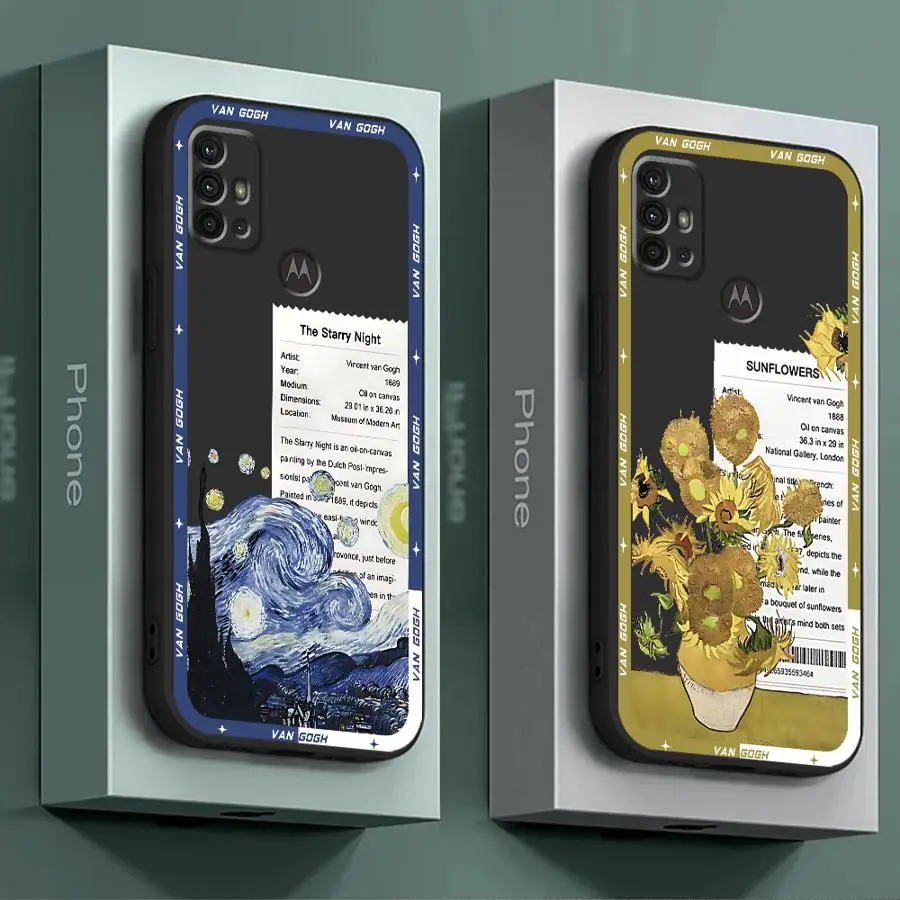 Van Gogh Sunflowers The Starry Night Art Phone Case for Moto G30 G31 G50 4G 5G G51 5G G60 G60S G71 5G G22 G32 G52 G72 G53 G73